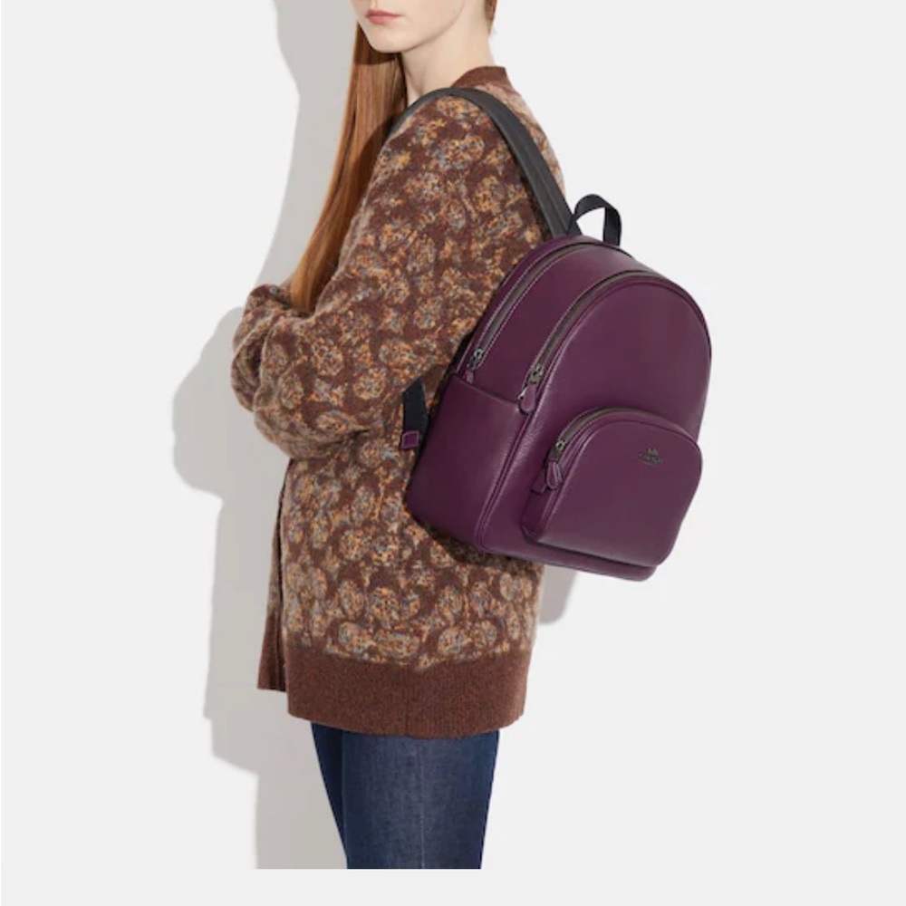 New! COACH Court Backpack bag leather purple boysenberry travel laptop GIFT! - Picture 1 of 7